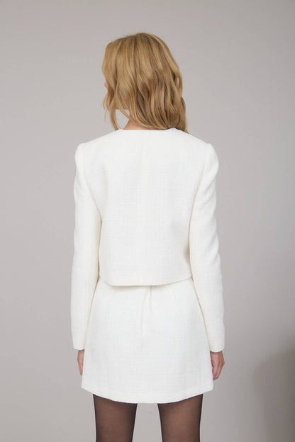 Cream Tweed Bow Tie Blazer