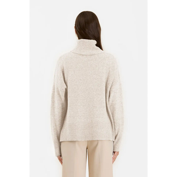 Turtleneck Front Seam Knit Pullover