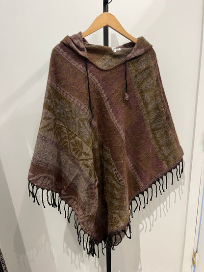 AlaskiWear Adult Blanket Poncho Long-Kimonos, Cardigans & Wraps-Green/Purple-Bottoms Up Boutique-Anchorage AK