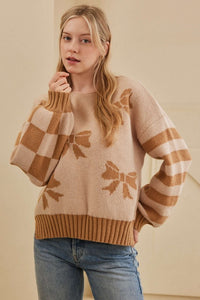 Taupe Ribbon Sweater