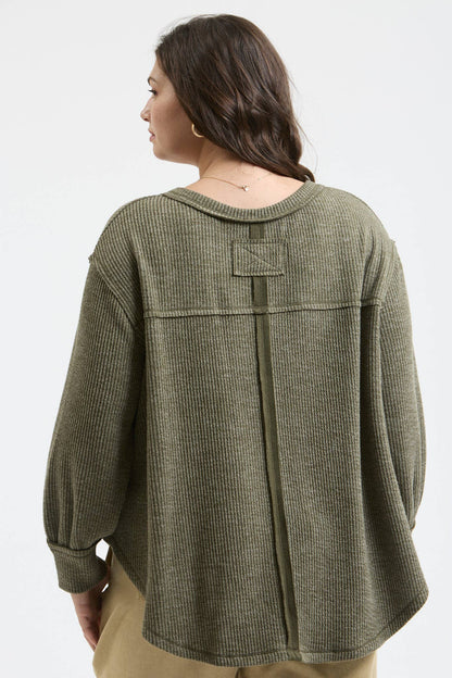 V Neck Knit Top - Plus