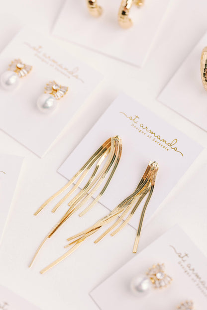 Skinny Gold Tassel Earrings