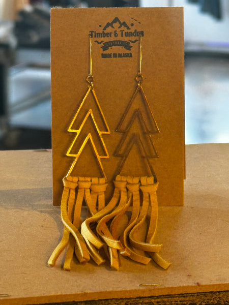 Tree Fringe Leather Earrings