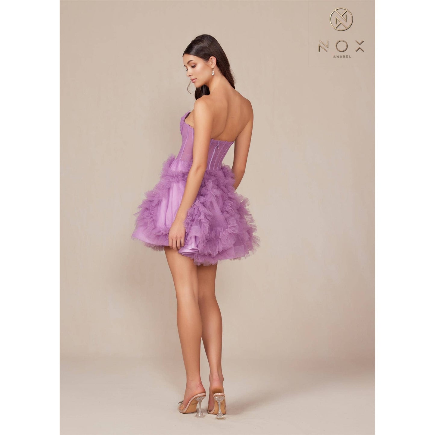 Short Strapless Ruffle Skirt Dress