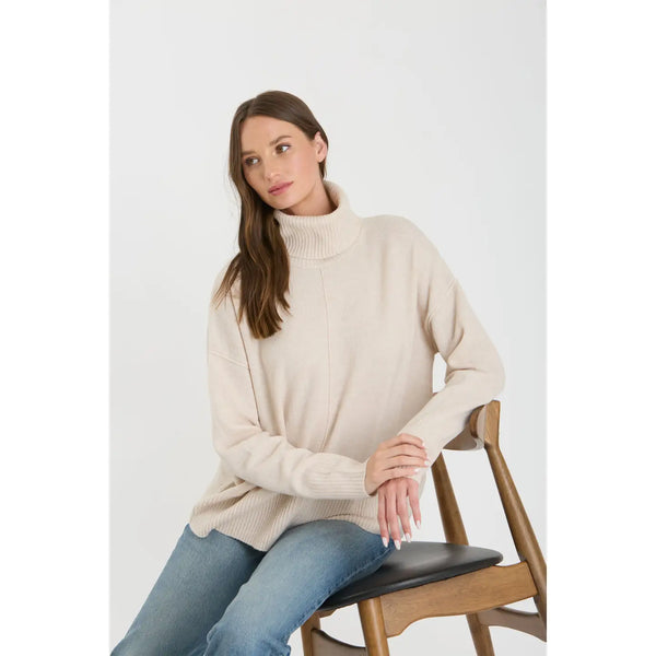 Turtleneck Front Seam Knit Pullover