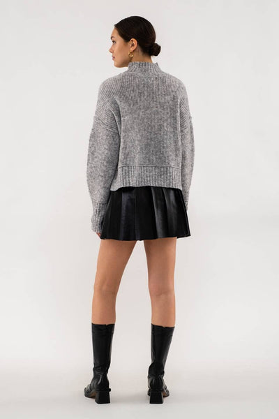 Mock Neck Split Hem Sweater