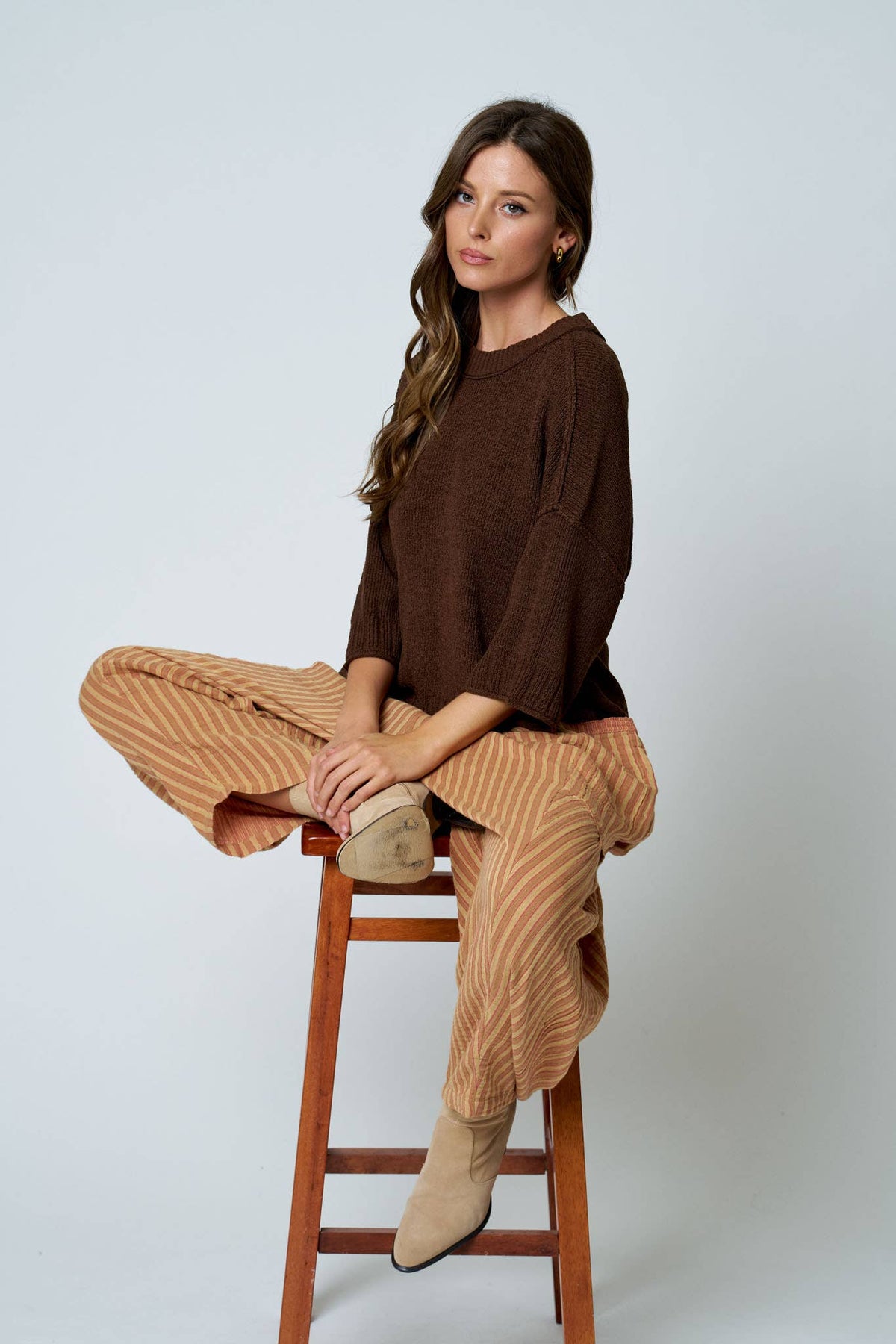 Drop Shoulder Knit Top-Sweaters-Blu Pepper-Bottoms Up Boutique