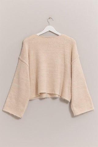 Melange Knit Boat Neck Sweater