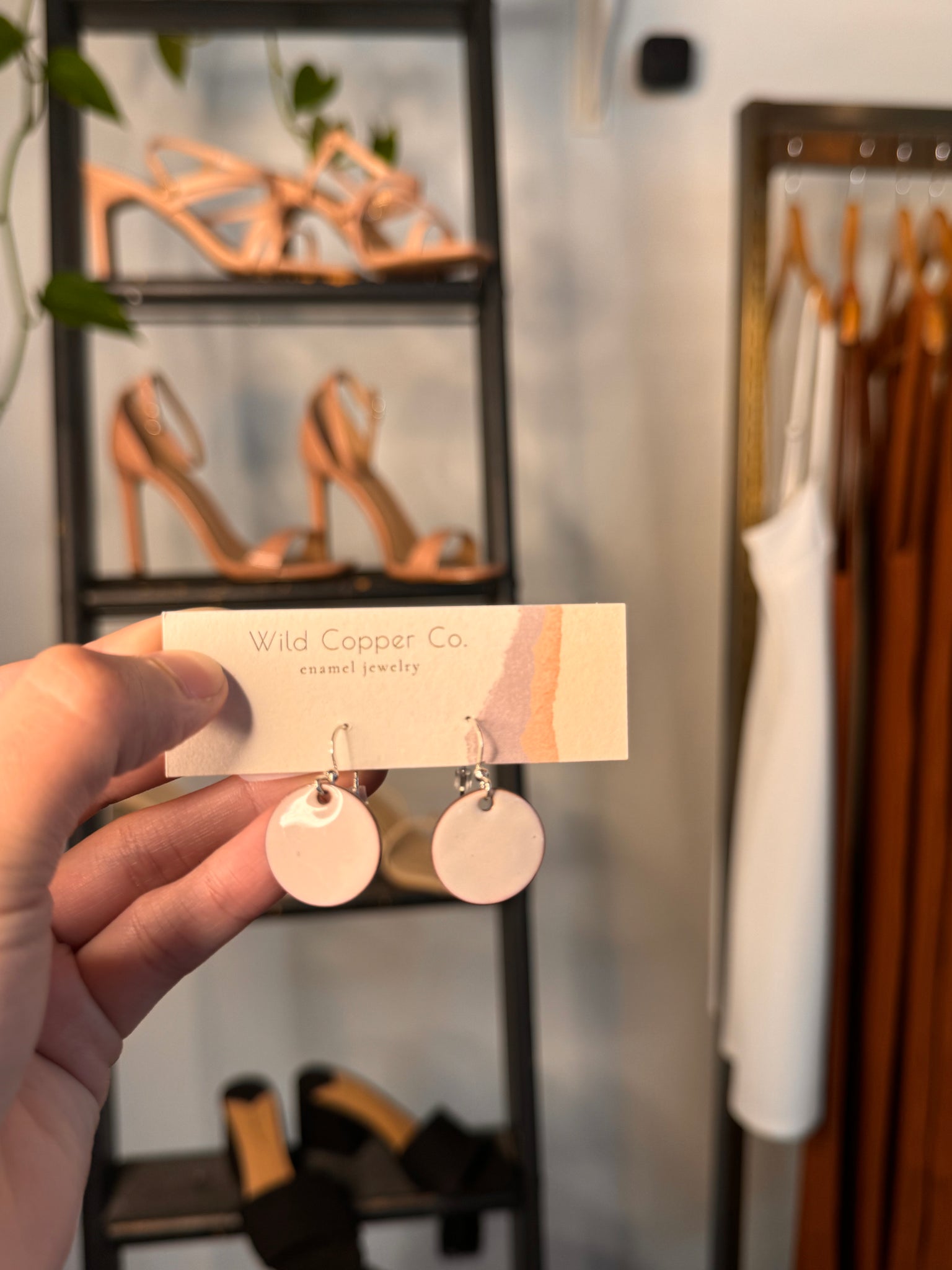 Light Gray Full Circle Enamel Earrings