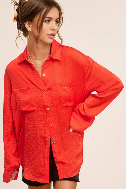 Tomato Red Button Down