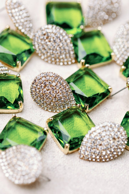 Retro Pave Crystal & Peridot Earrings