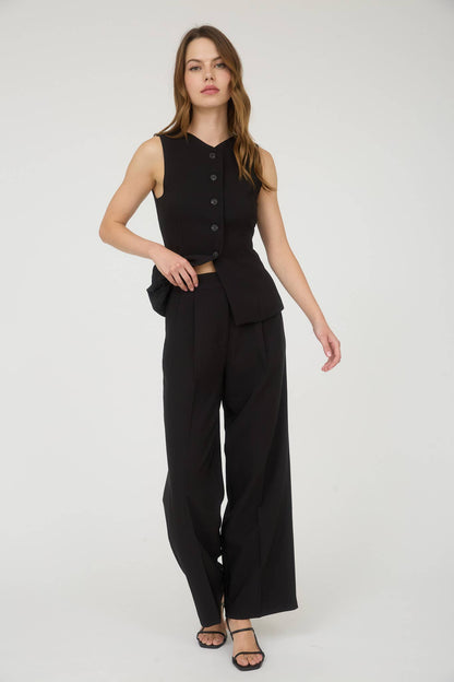 Split Front Button Down Vest
