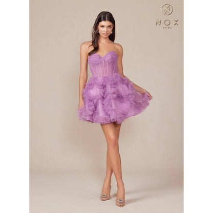 Short Strapless Ruffle Skirt Dress