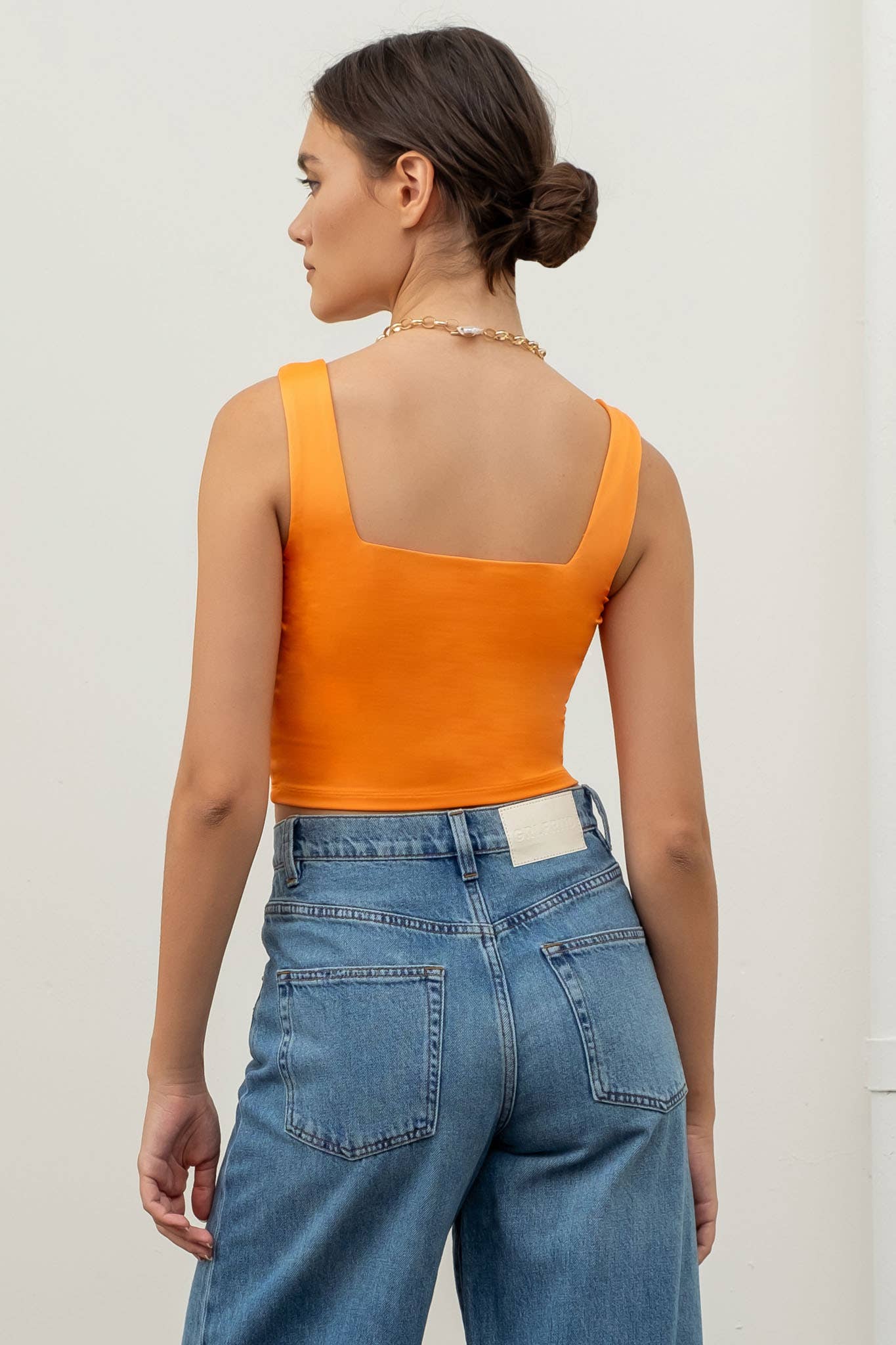 Green Reversible Square Neck Cropped Tank