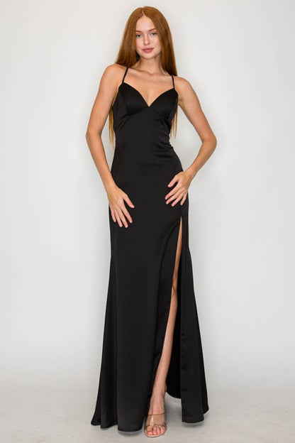 Black Satin Slip Dress