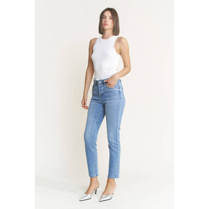 Glacial High Rise Button Denim
