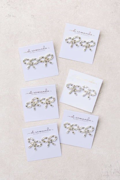 Sparkling Diamond Mini Bow Earrings