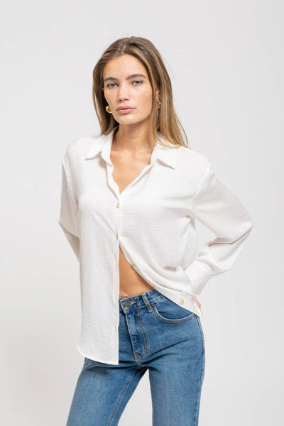 Satin Long Sleeve Button Down Shirt