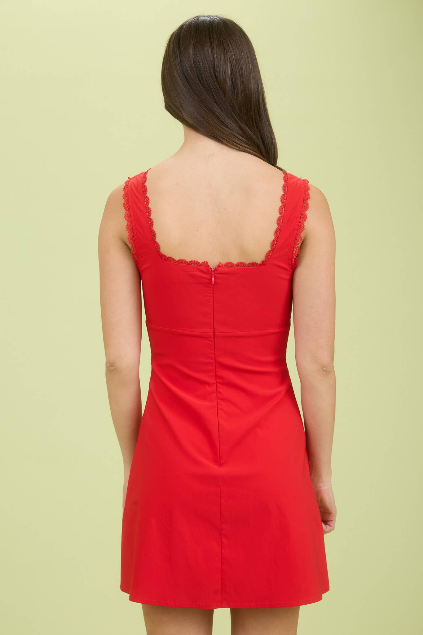 Sweetheart Neck Sleeveless Lace Trim Mini Dress