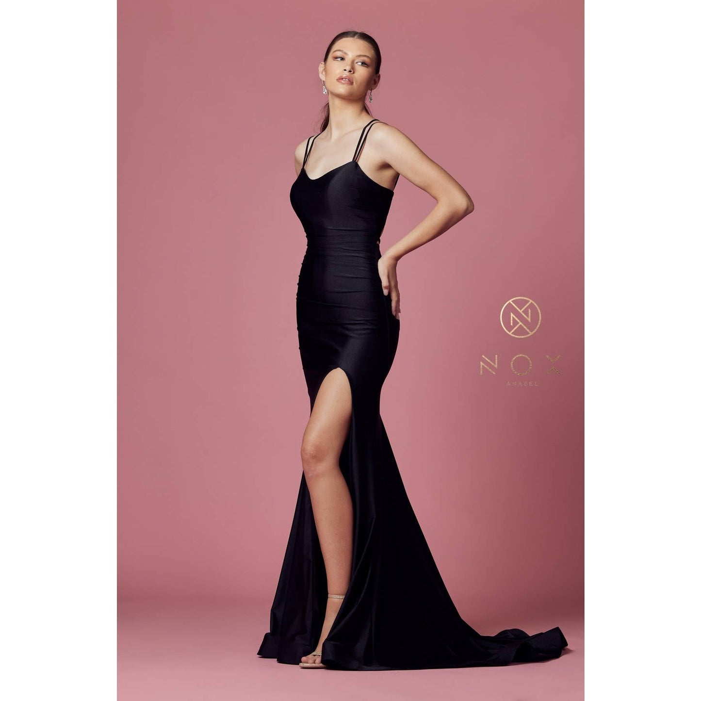 Satin Scoop Neck Gown