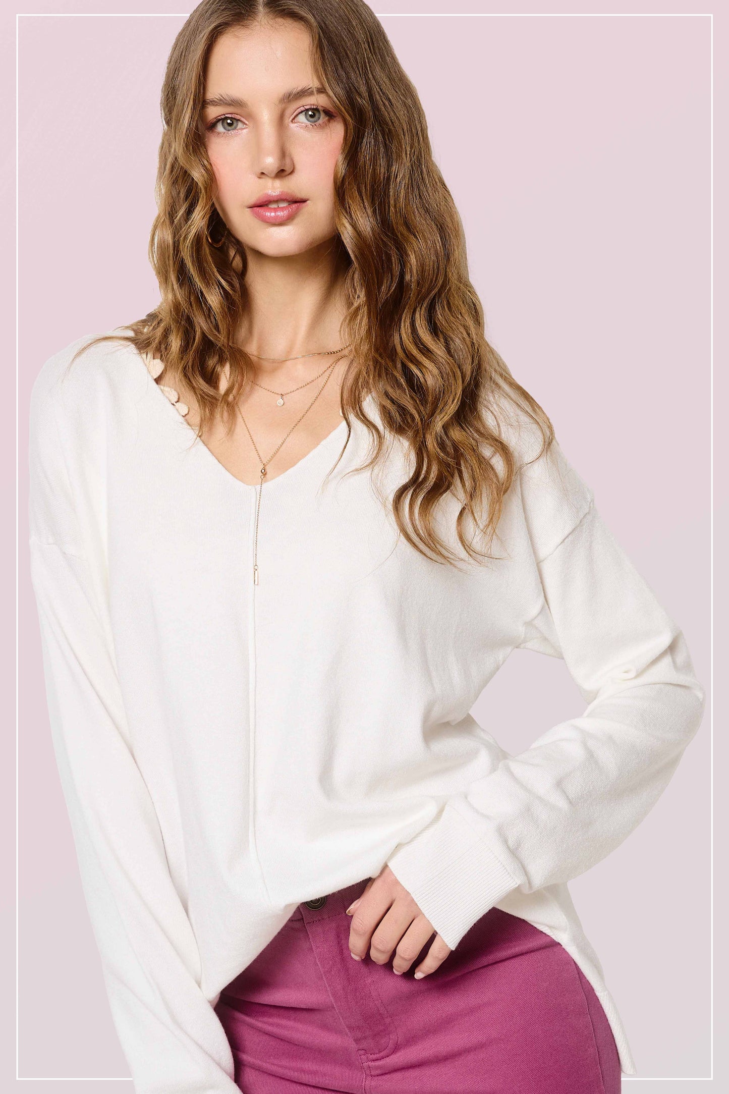 Snow V-neck Knit Top