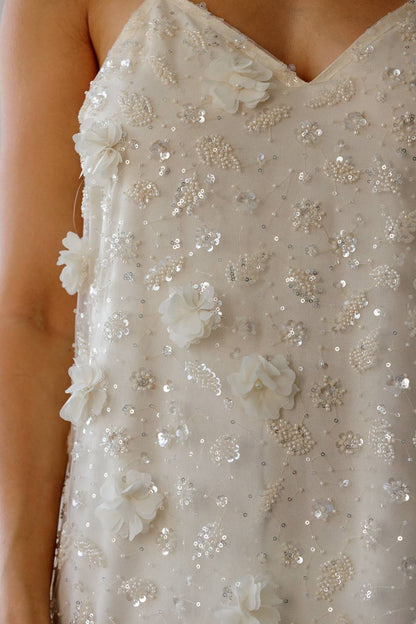 Floral Sequin Slip Dress