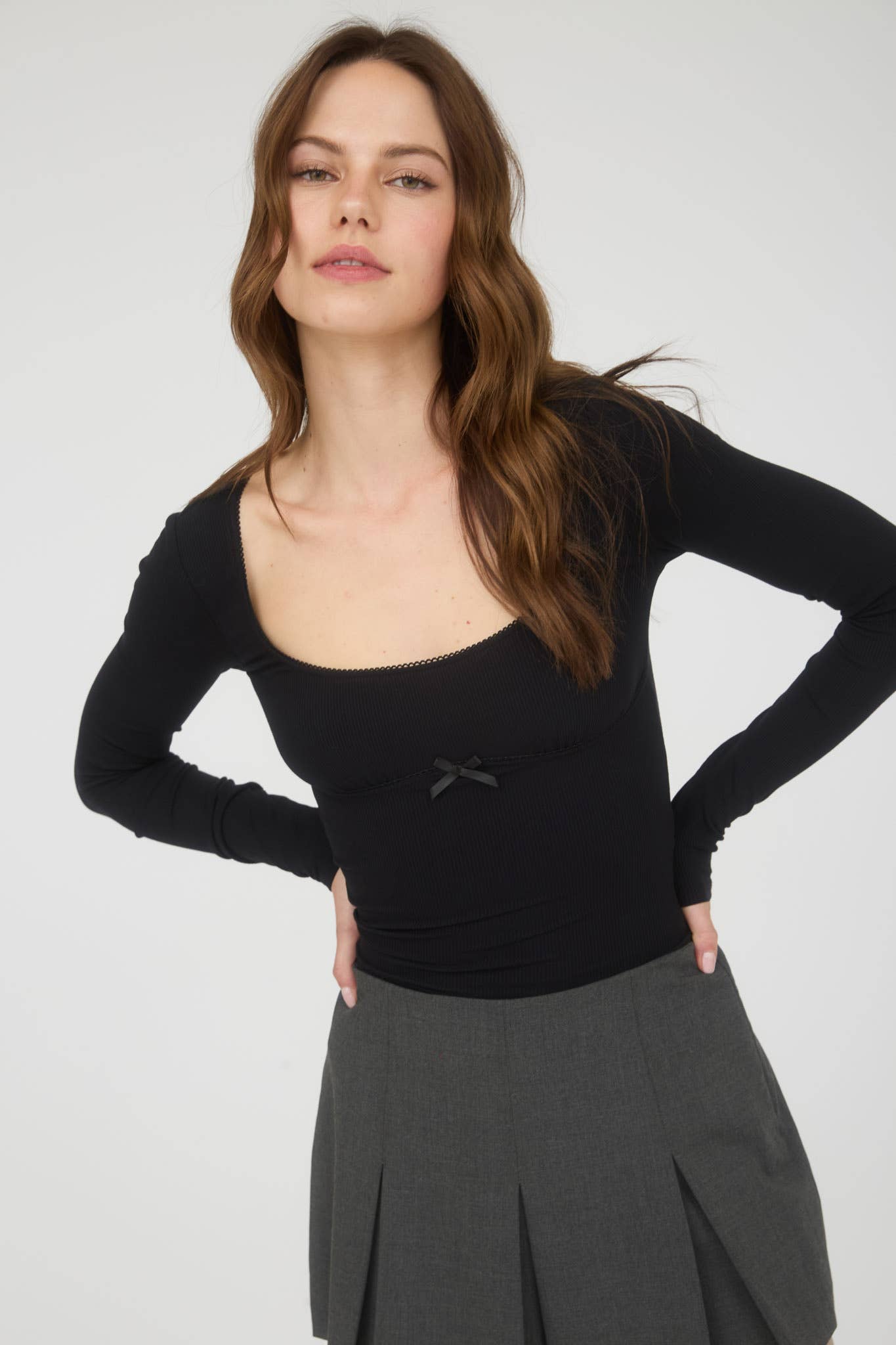 Scoop Neck Bow Detail Top