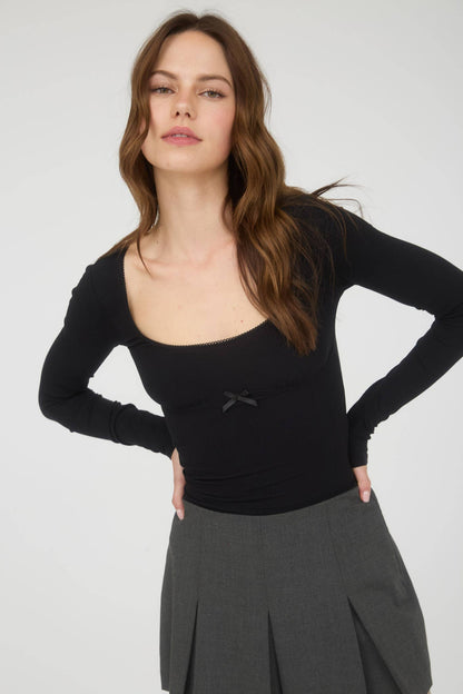 Scoop Neck Bow Detail Top