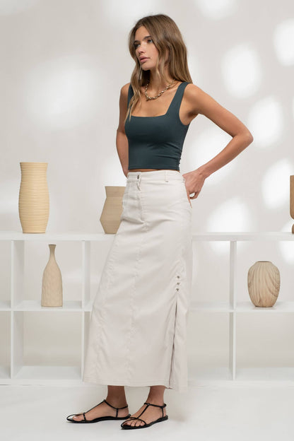 Black Reversible Square Neck Cropped Tank