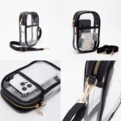 Faux Leather Transparent Crossbody Bag-Purses-Bottoms Up Boutique-Bottoms Up Boutique