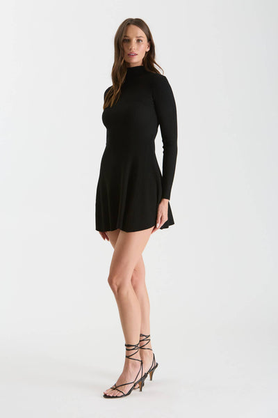 Mock Neck Long Sleeve Mini Sweater Dress