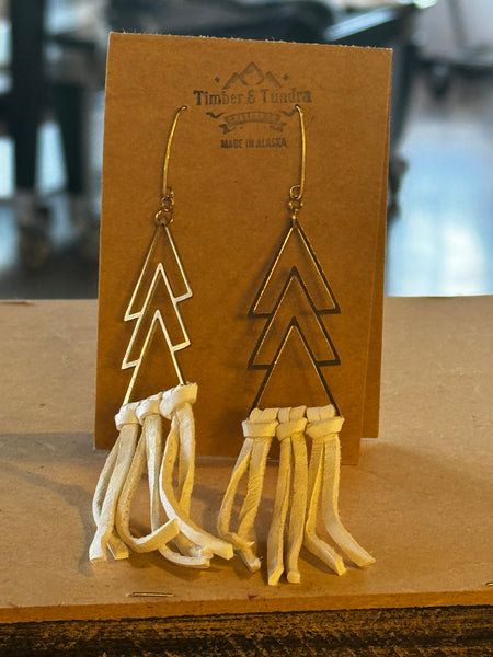 Tree Fringe Leather Earrings