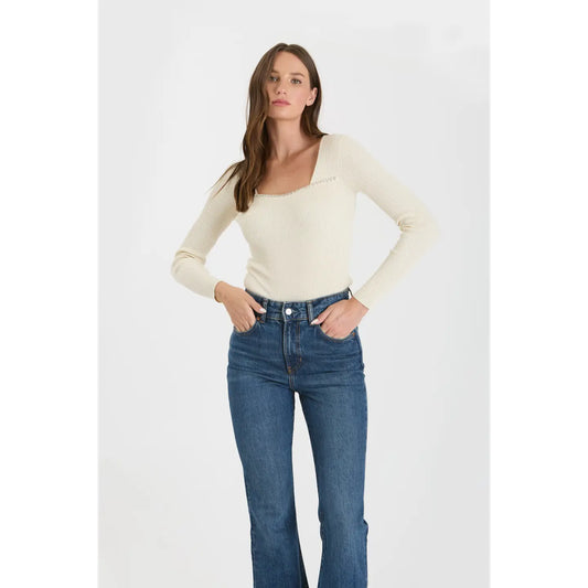 Rhinestone Trim Sweater-Shirts & Tops-Bottoms Up Boutique-Anchorage AK