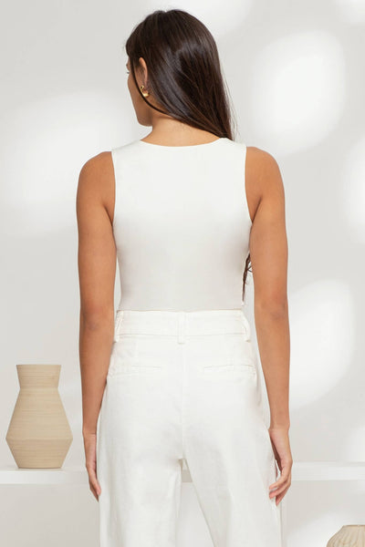 Reversible Scoop Neck Tank Top - Ivory