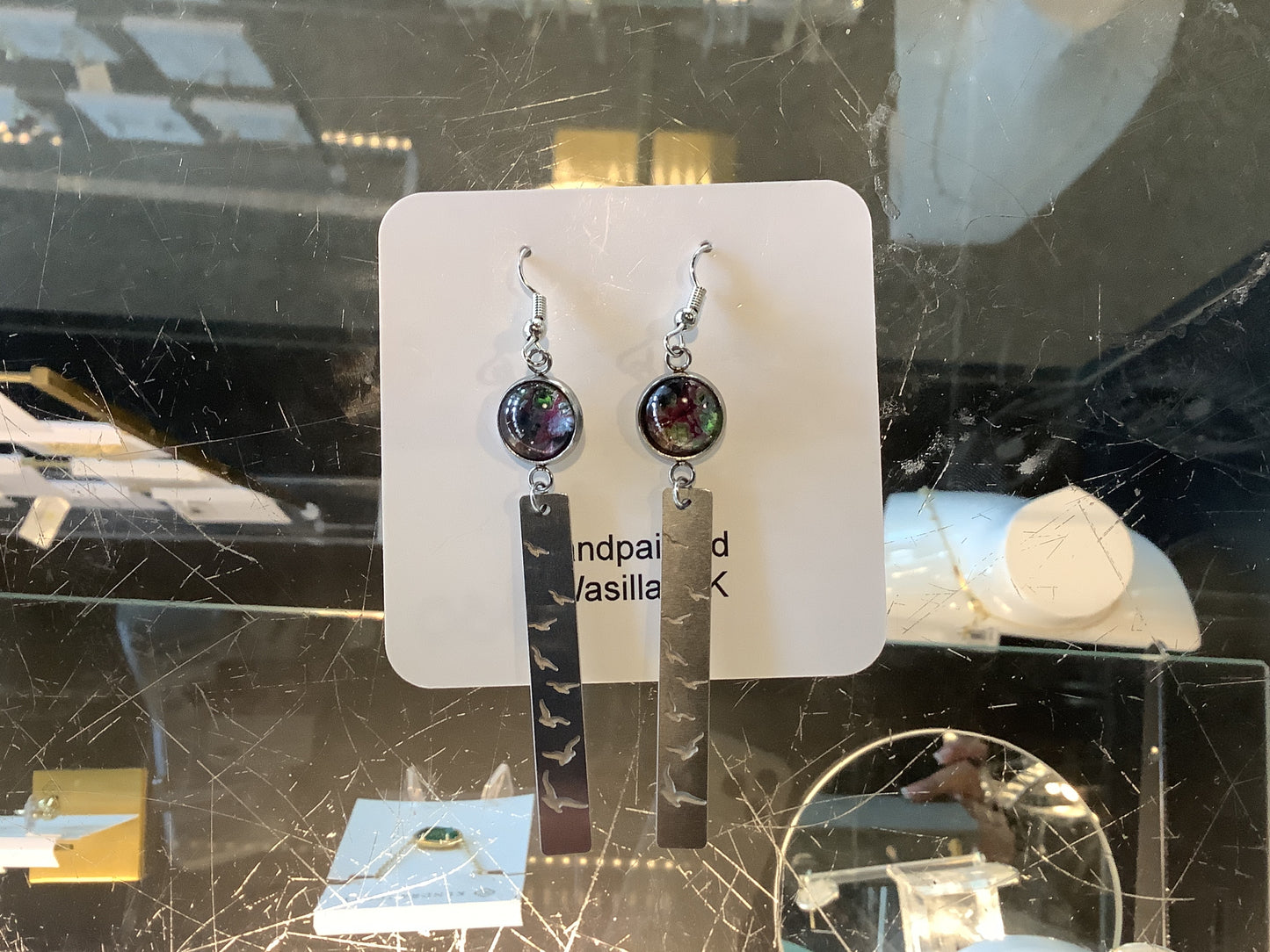 Purple Bird Drop Earrings