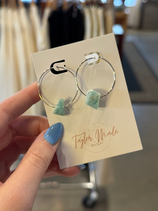 Amazonite Dangle Hoops