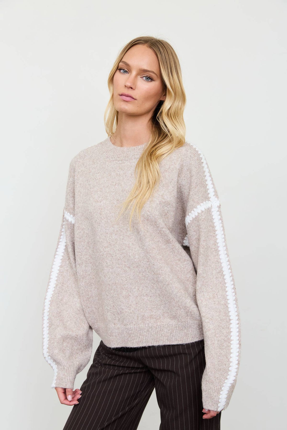Contrast Stitch Sweater-Sweaters-The Workshop Studio-Bottoms Up Boutique