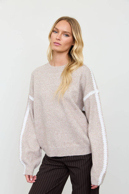 Contrast Stitch Sweater-Sweaters-The Workshop Studio-Bottoms Up Boutique