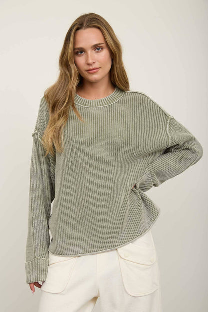 Olive Ribbed Sweater