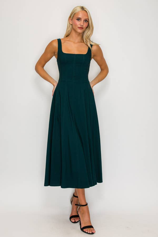 Structured Seamed Midi Dress