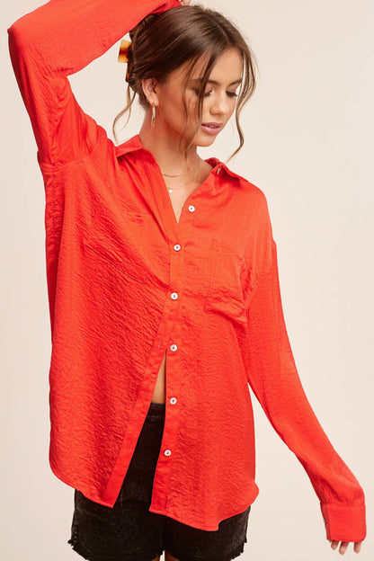 Tomato Red Button Down