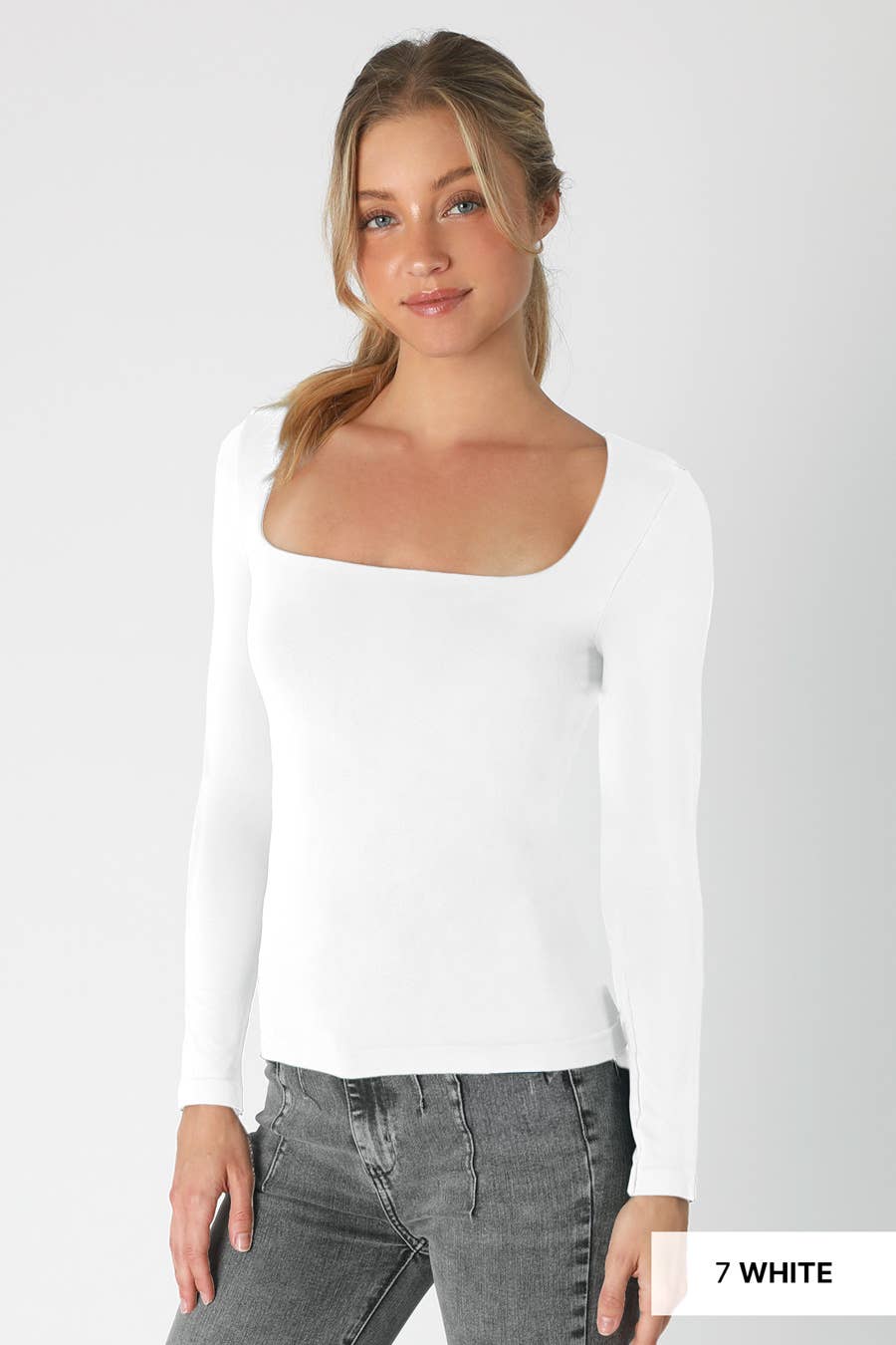 O/S Square Neck Long Sleeve Top