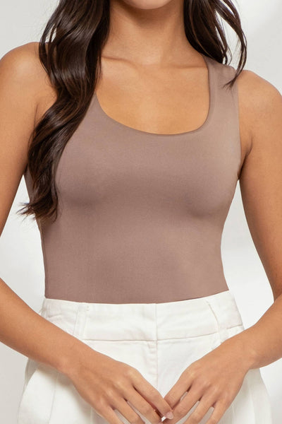 Reversible Scoop Neck Tank Top - Deep Taupe