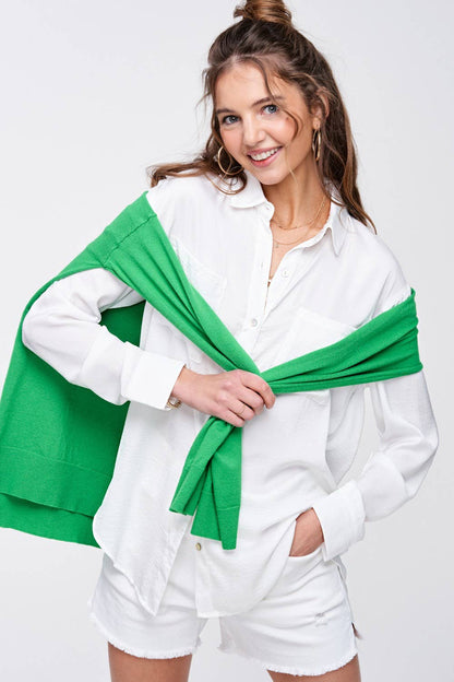 Tomato Red Button Down