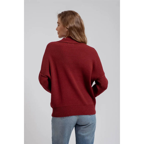 Mock Neck Ribbed Sweater