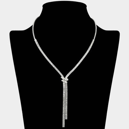 Baguette Cubic Zirconia Stone Drop Necklace