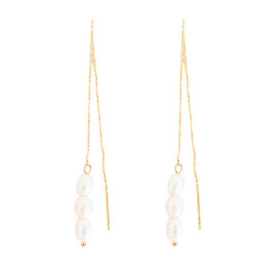 Skinny Pearl Threader Earrings
