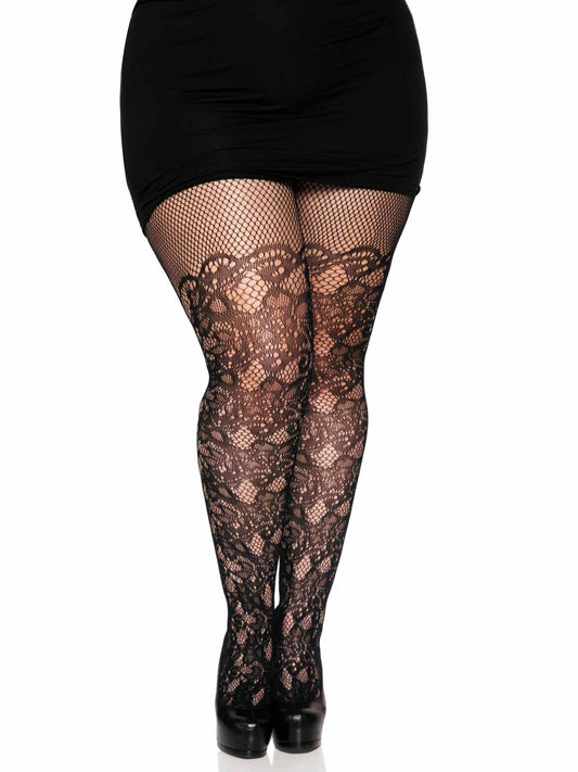 Plus Floral Vine Fishnets