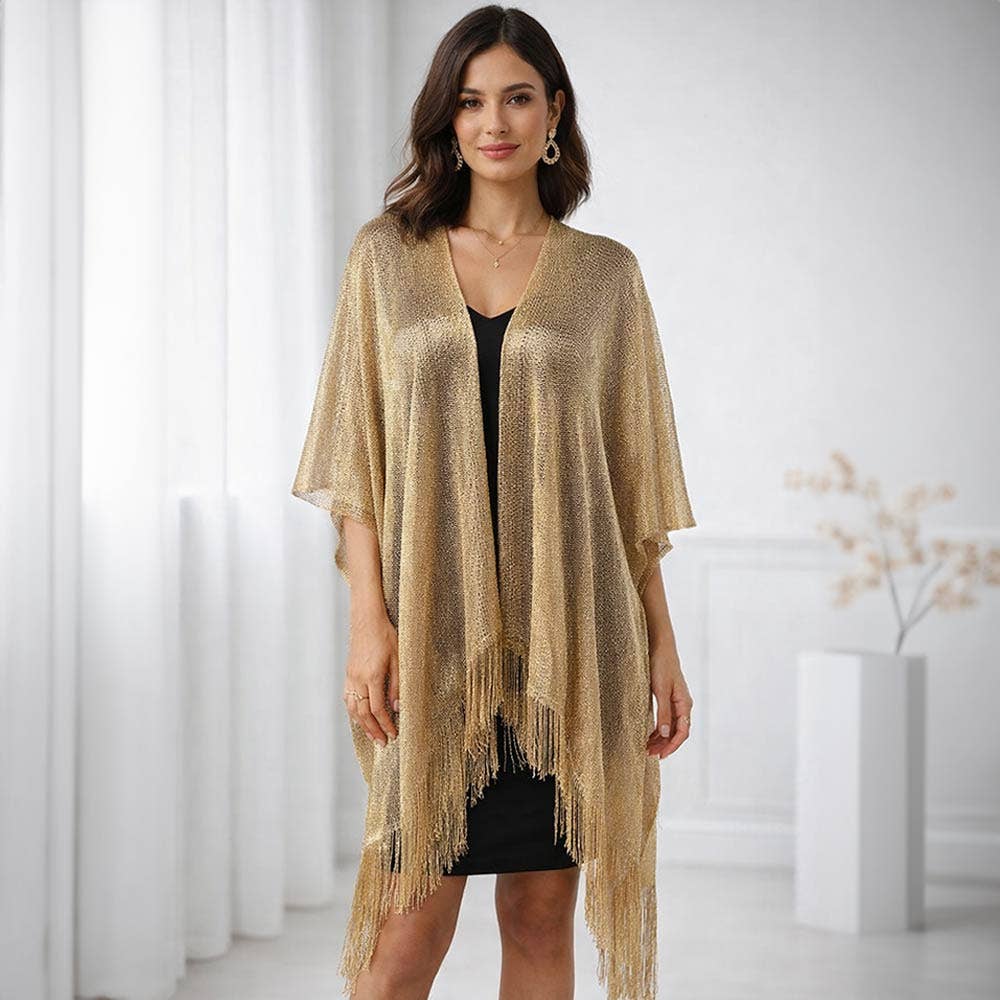 Metallic Fringe Kimono