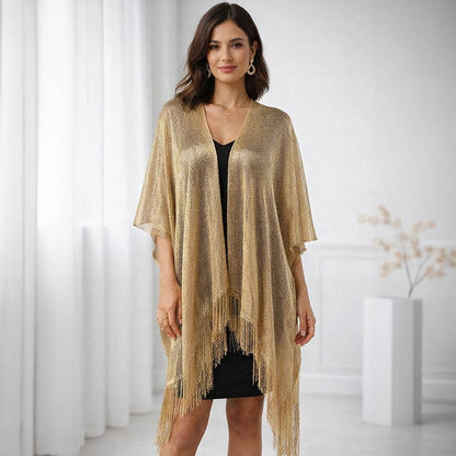 Metallic Fringe Kimono